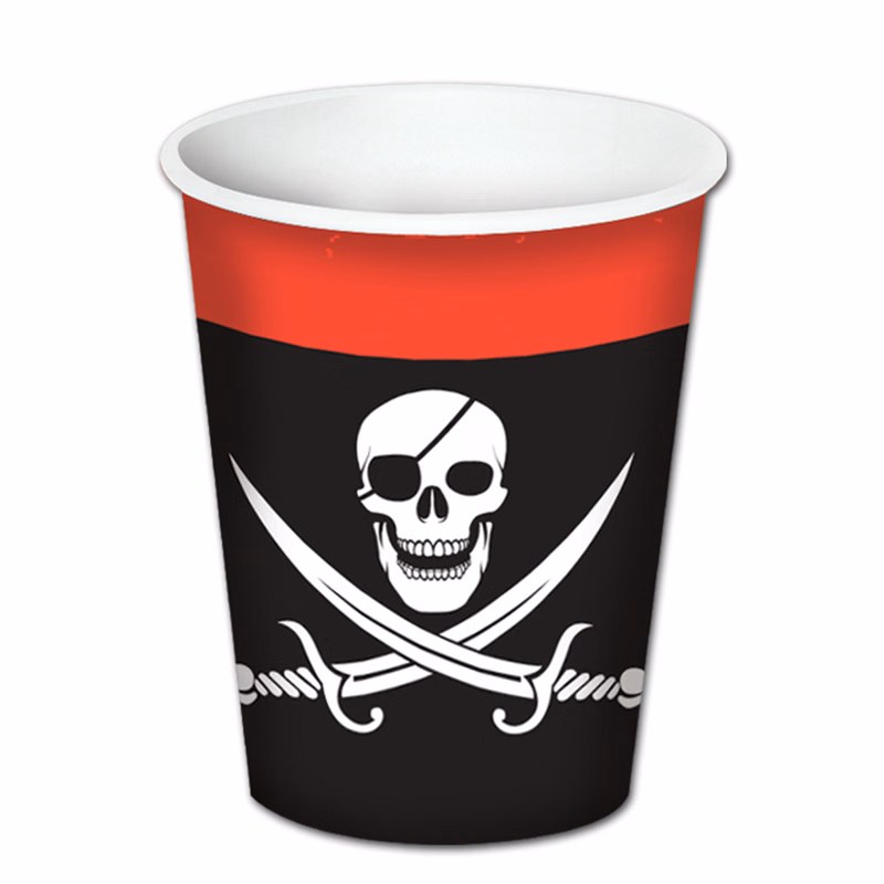 Pirate Beverage Cups w/ Skull & Crossed Cutlasses