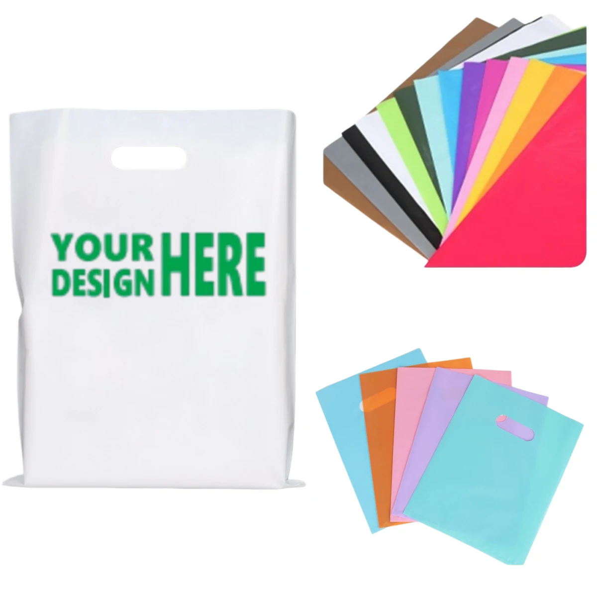 Custom Logo Punch Handle Plastic Shopping Bag 1