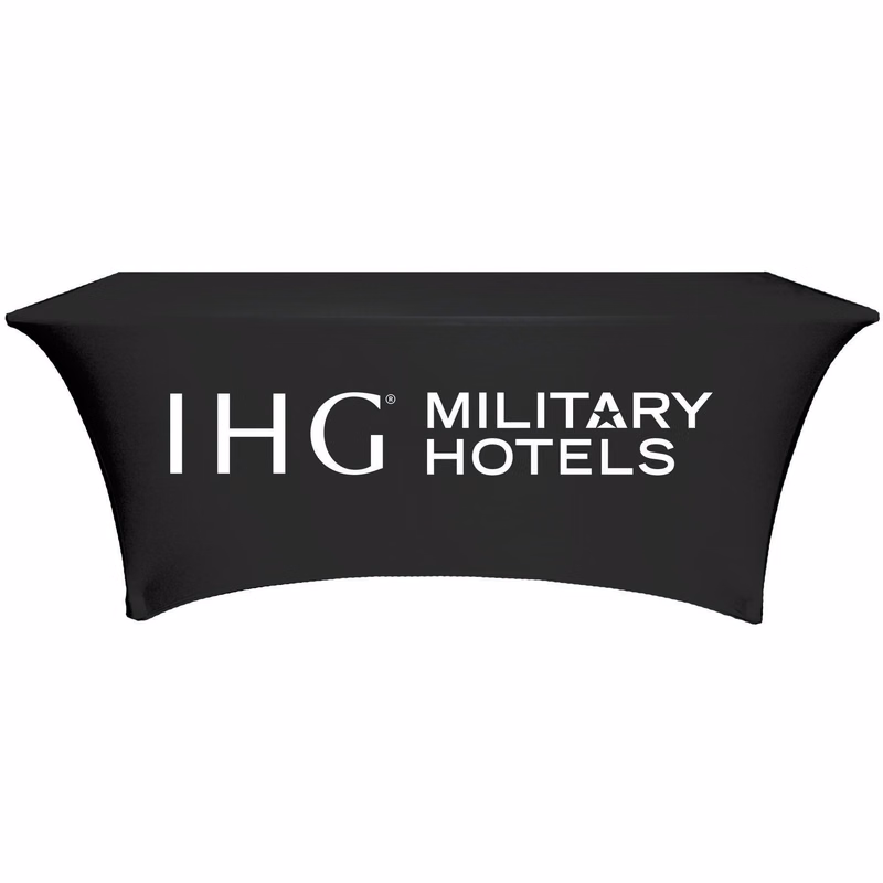 8FT-FULL-SPAN-IHG MILITARY HOTELS Spandex Stretch TABLELCOTH