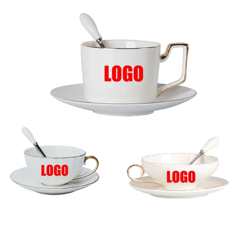 Custom Porcelain Coffee Cups with Gold Trim 1