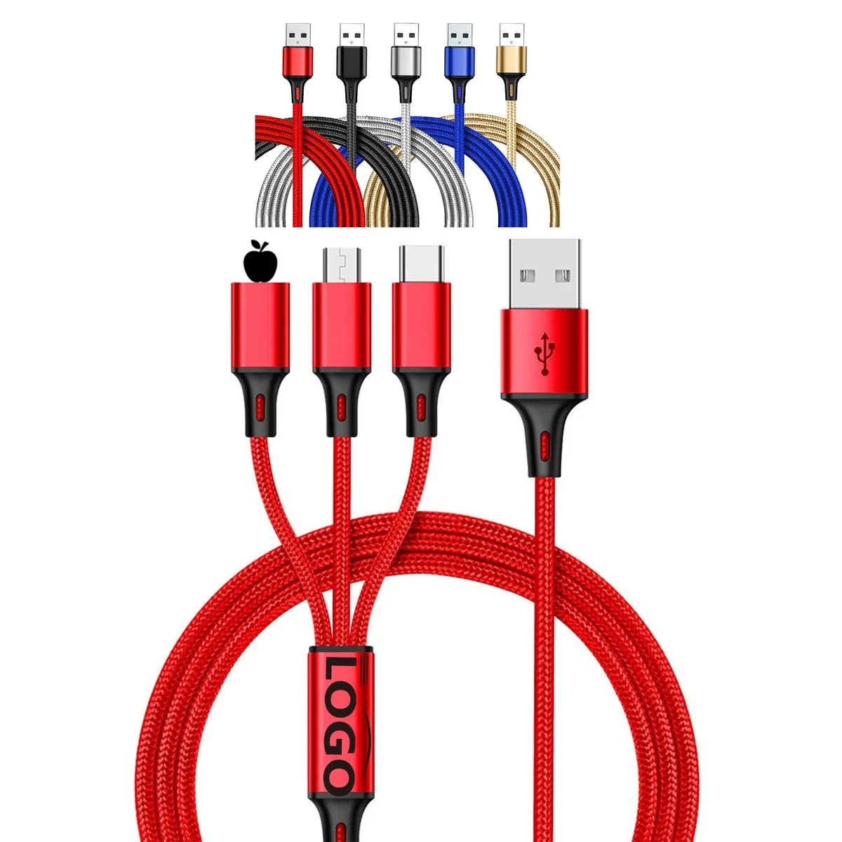 3 in 1 Nylon Braided Multi USB Cable 1