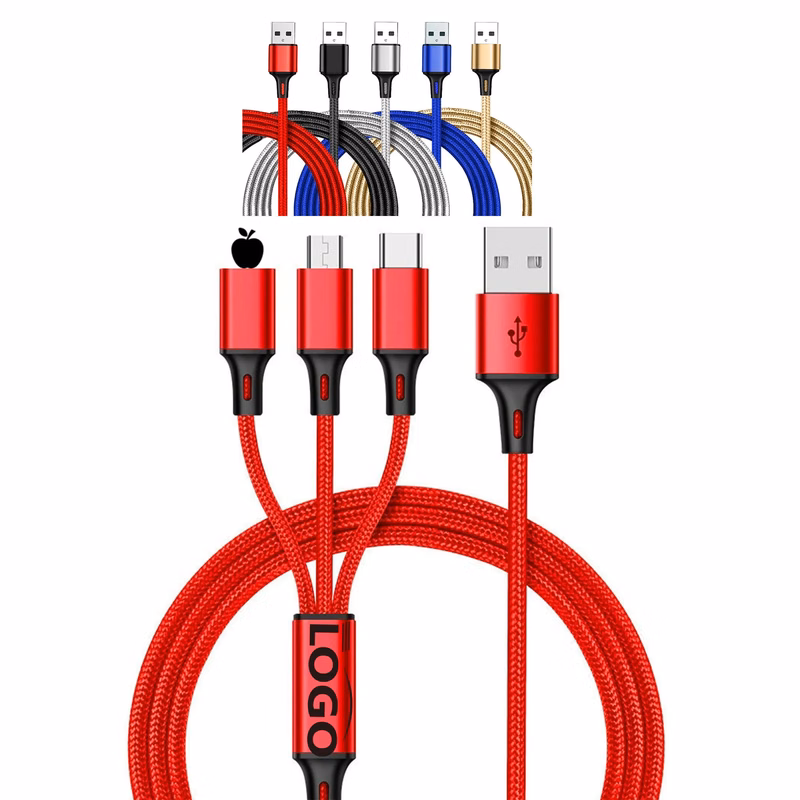 3 in 1 Nylon Braided Multi USB Cable