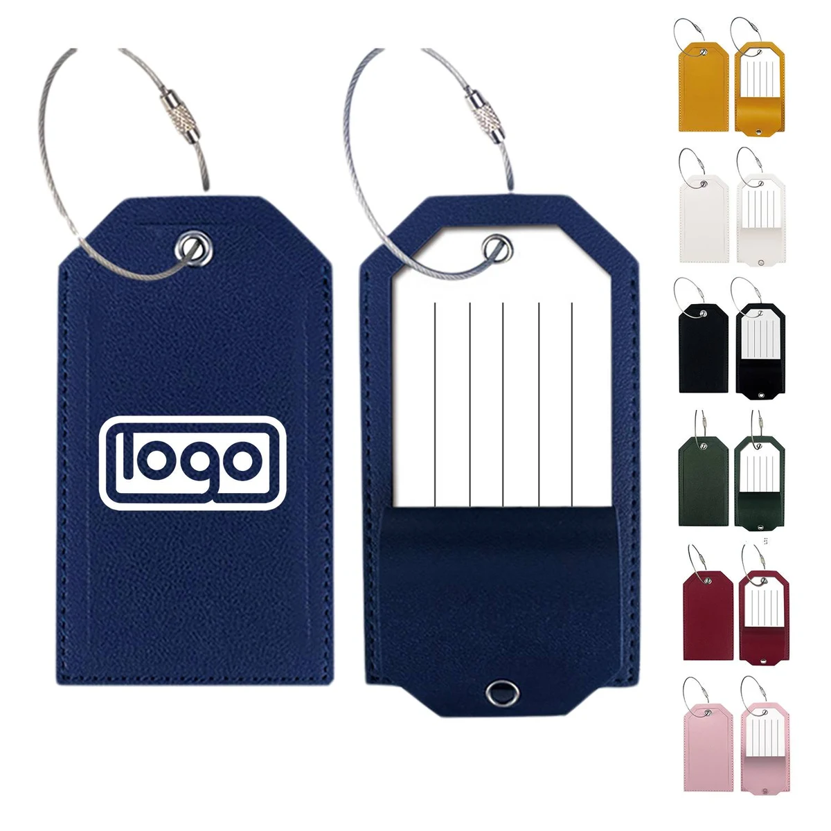 Metal Wire Loop PU Leather Luggage Tag 1