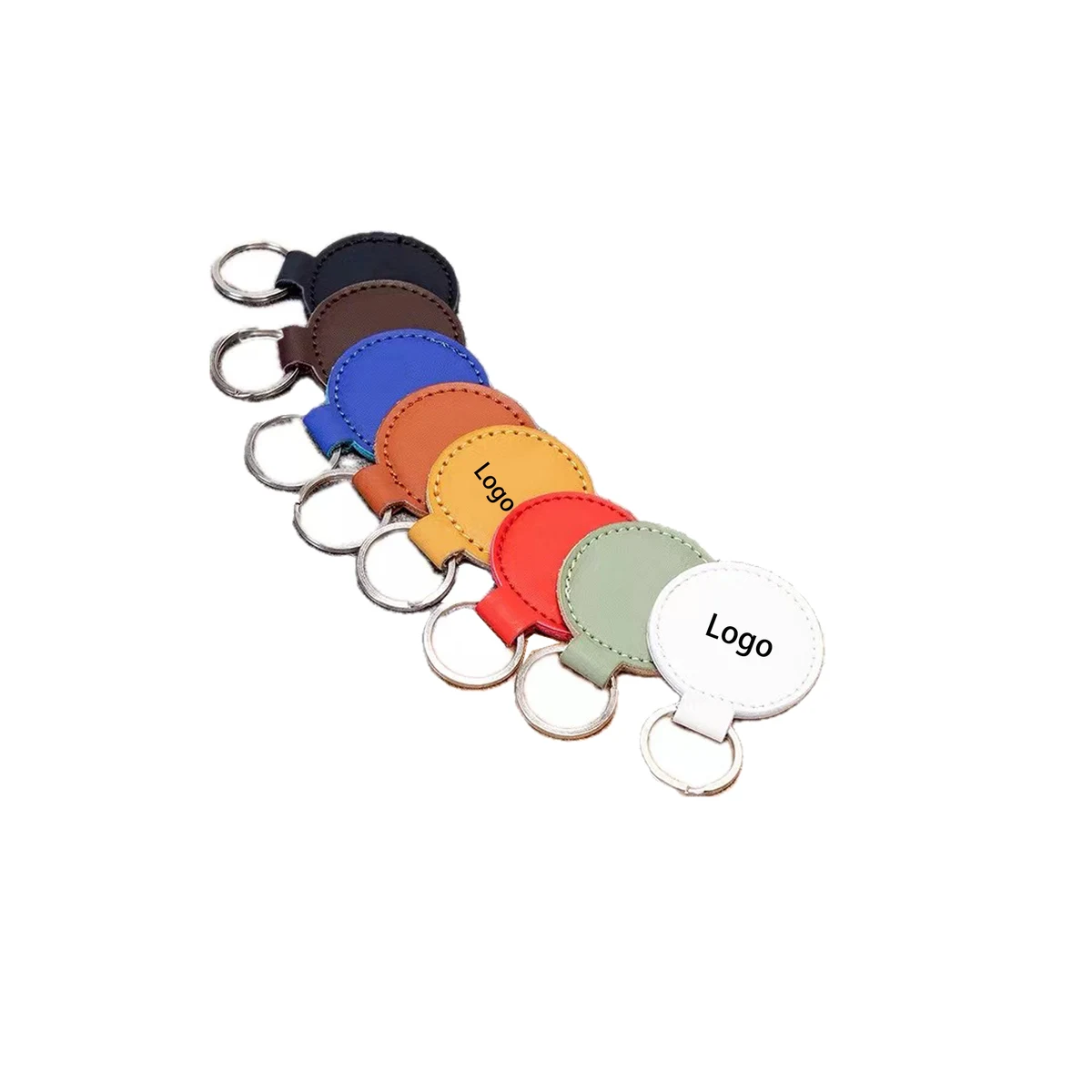 Vegan Leather Round Shaped Keychain 1