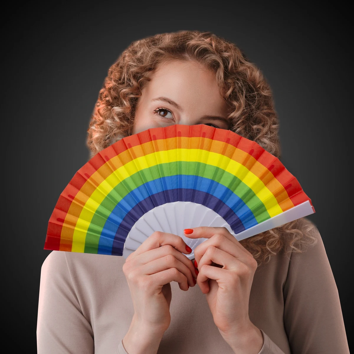 9" Rainbow Folding Fans(Imprintable) 1