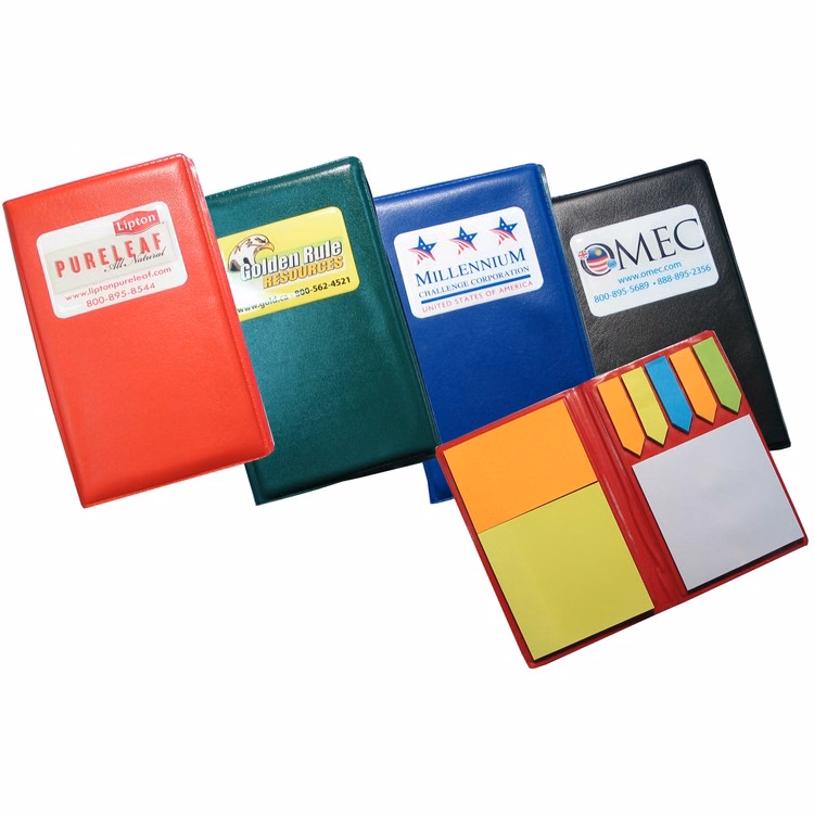 Leatherette Sticky Flag Booklet with Full Color Imprint