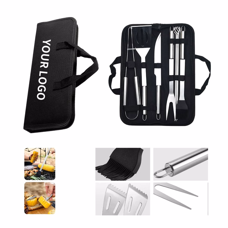 Grill Accessories Set with Tongs Fork Knife and Skewers