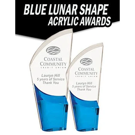 Acrylic 8.5" Lunar, w/blue insert stand up 1