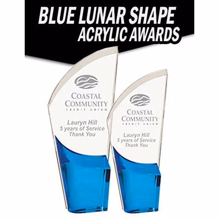 Acrylic 8.5" Lunar, w/blue insert stand up