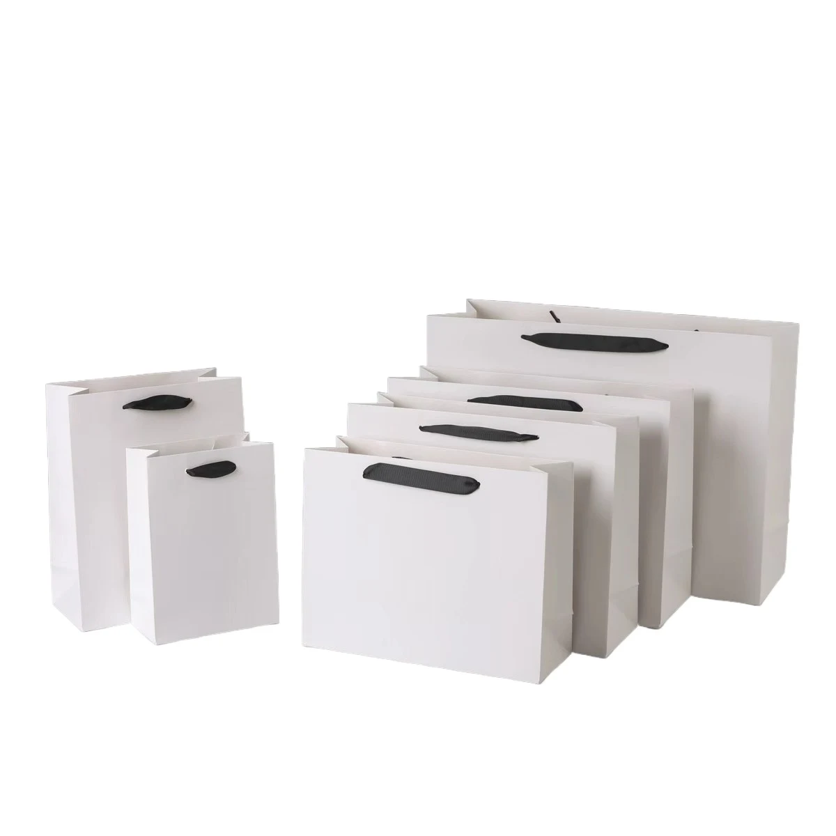 Matte White Cardboard Tote Bag W/ Woven Handles 1