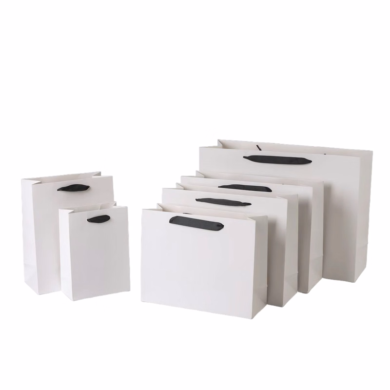 Matte White Cardboard Tote Bag W/ Woven Handles