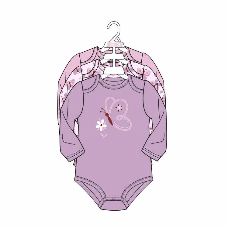 3pk Girls Long Sleeve Creepers Size 0-9M