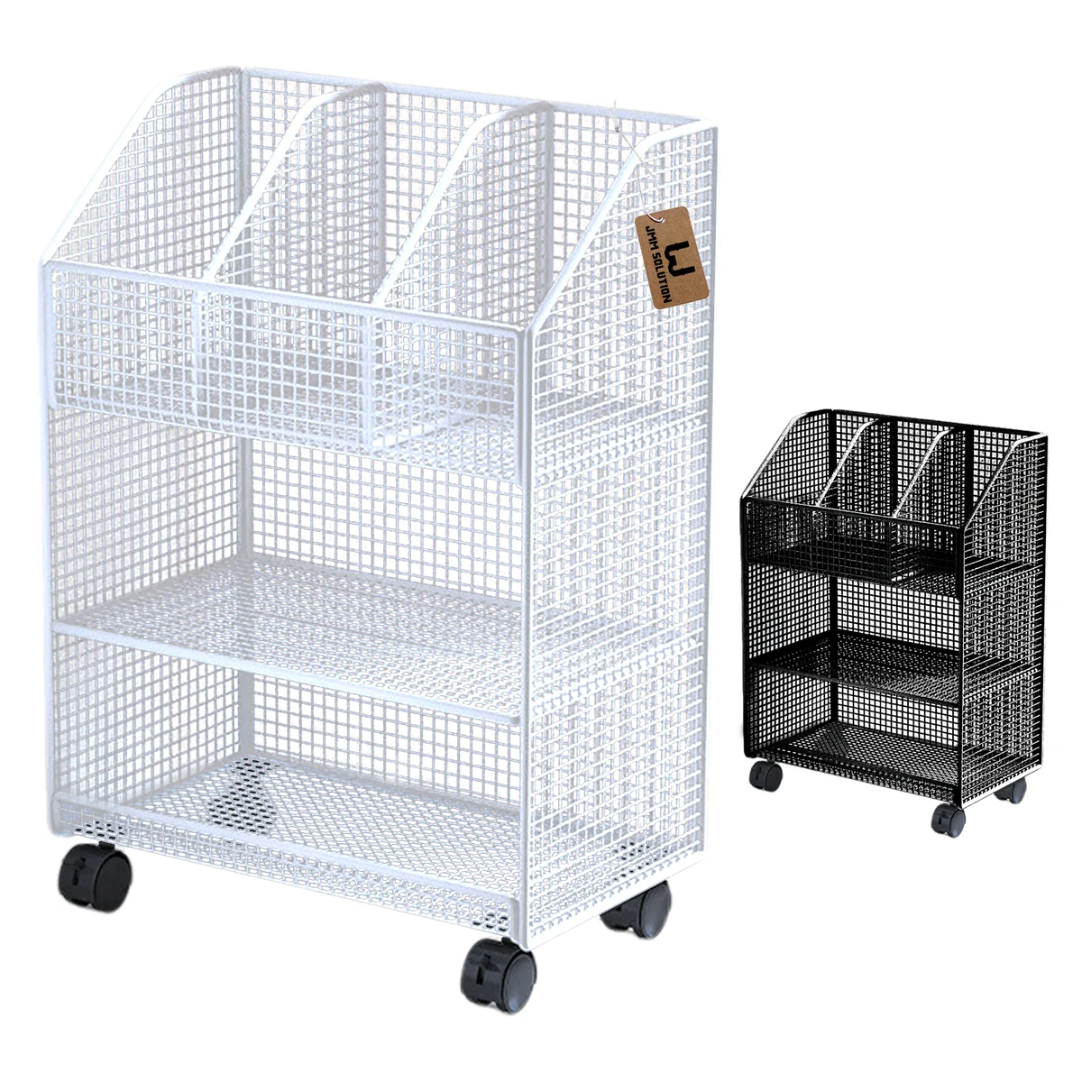 3 Tier Metal Rolling Book Storage Shelf 1