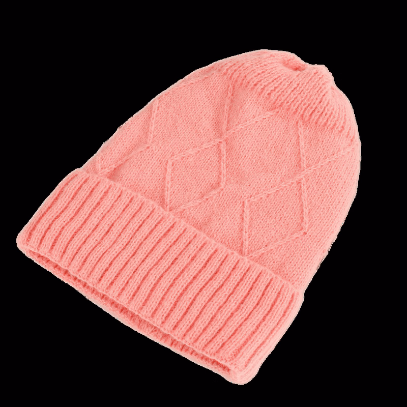 Standard Diamond Cable Knit Cuffed Beanie with Custom Logo