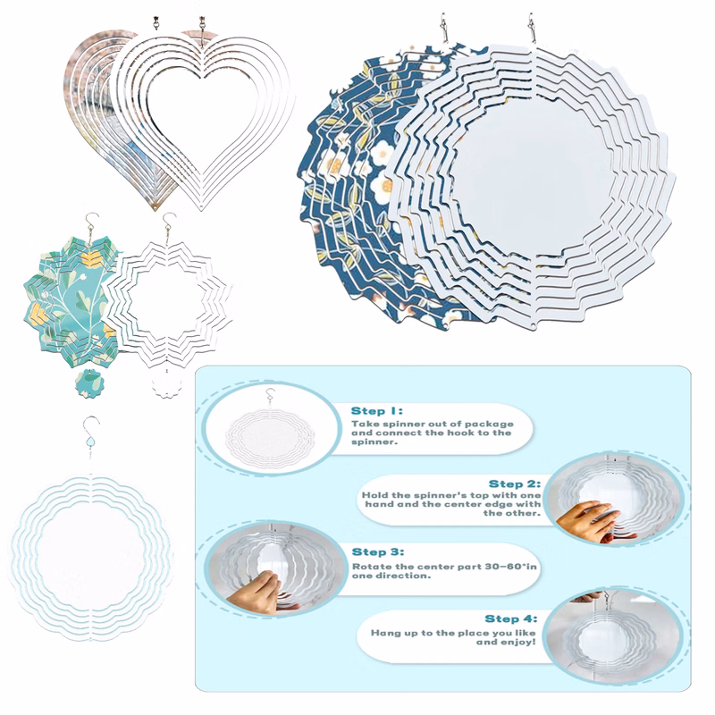 MOQ200 Colorful Heat Transfer Wind Chime Pendant