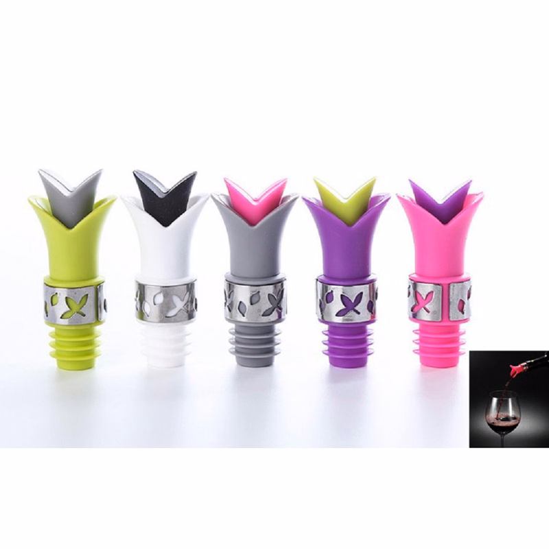 Tulip Shaped Silicone Wine Stopper and Pourer
