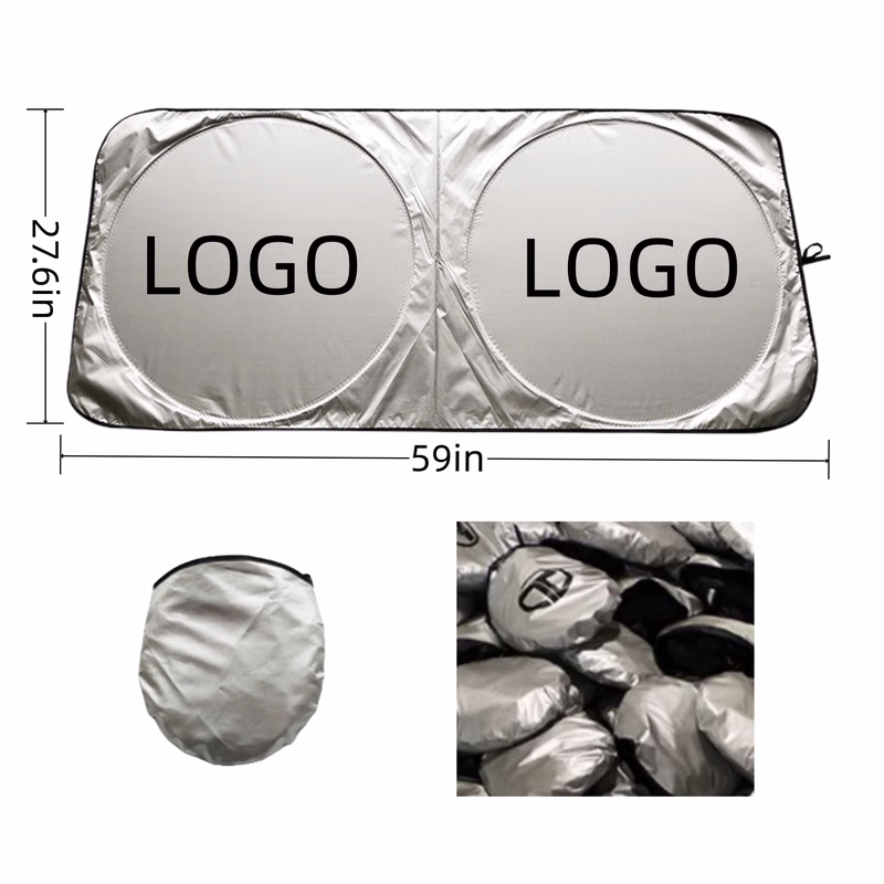 Foldable Car Windshield Sunshade With Storage Pocket