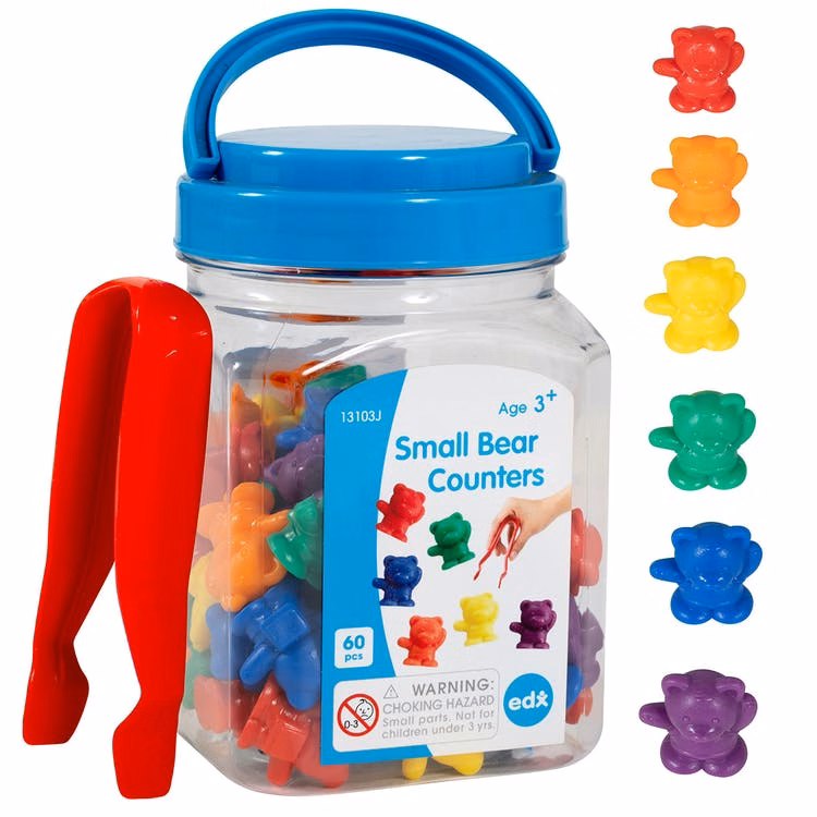 Small Bear Counters - 60 Pieces Assorted Colors