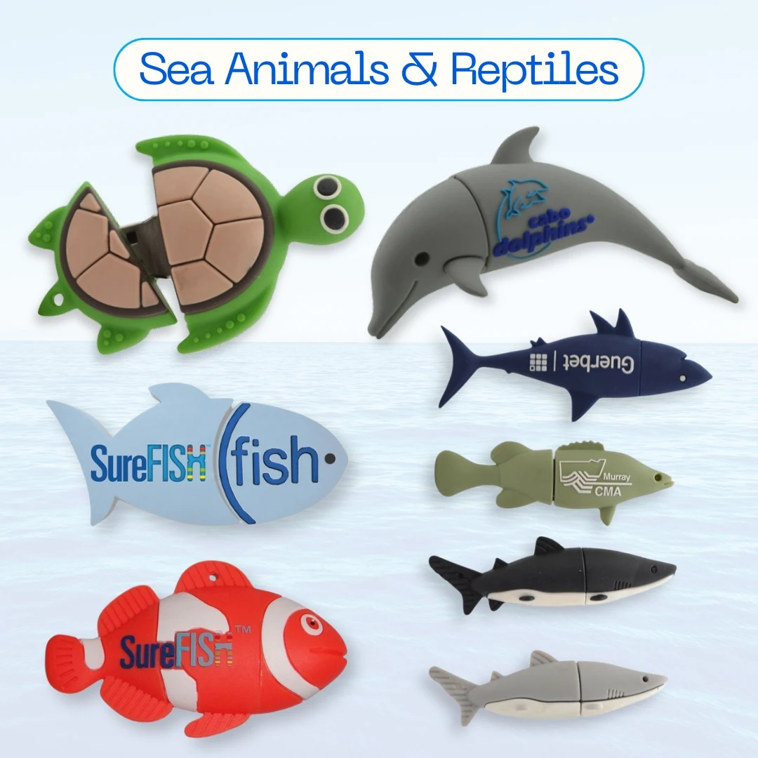Custom Reptile & Sea Animal-Themed USB Drives 1
