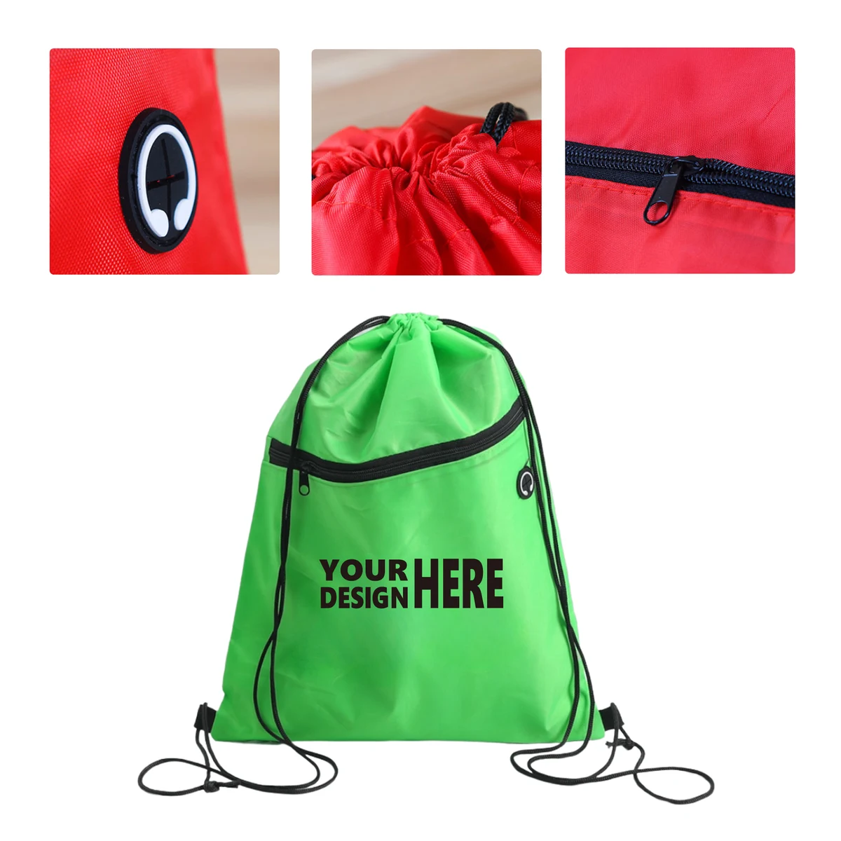 MOQ 50 Custom Sports Drawstring Backpack with Earphone Hole 1
