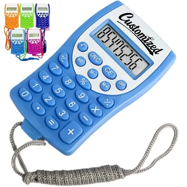 Custom 8-Digit Portable Calculator with Wrist Strap — Compact Business Tool 1