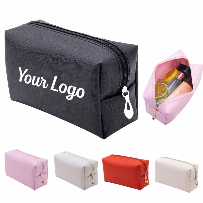 Zippered PU Leather Toiletry Bag