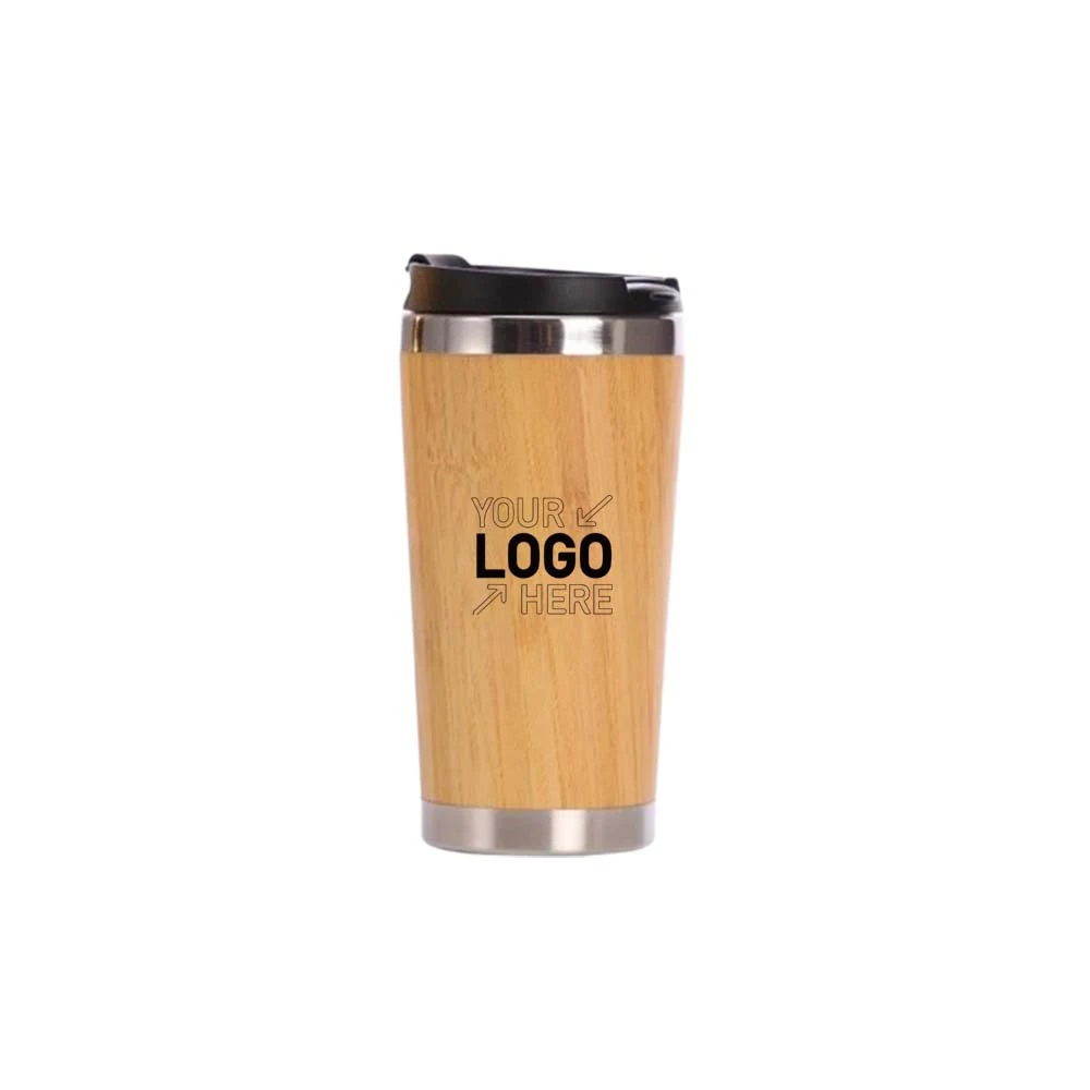 16oz Stainless Steel Bamboo Travel Insulated Mug 1
