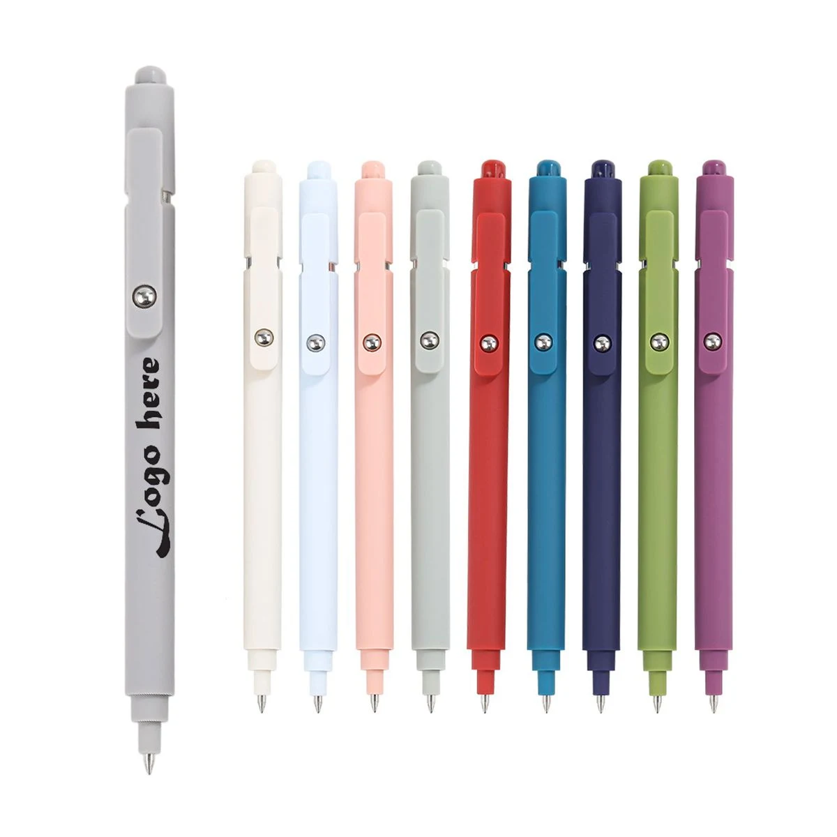 Morandi Color Bullet Tip Retractable Gel Pen, custom pen with logo imprint 1