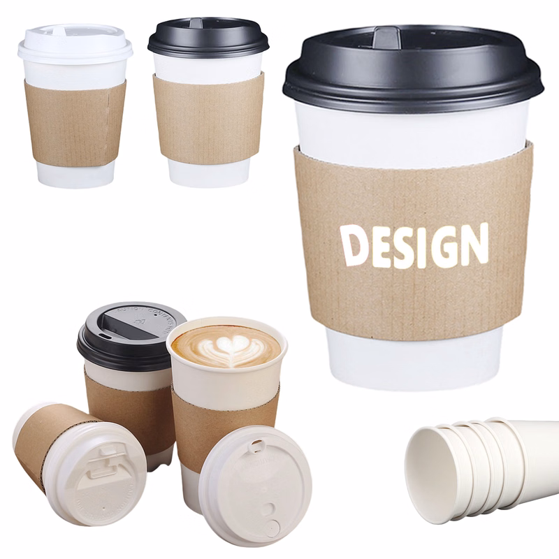 12oz Coffee Cups With Lids Sleeves
