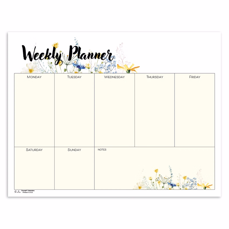 Triumph® Calendars Small Weekly Desk Pad - Floral