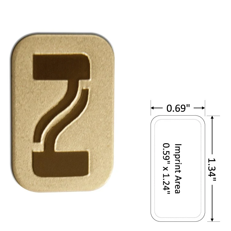 Rectangle 0.69" Polished Brass Etched Lapel Pin - USA Made 1