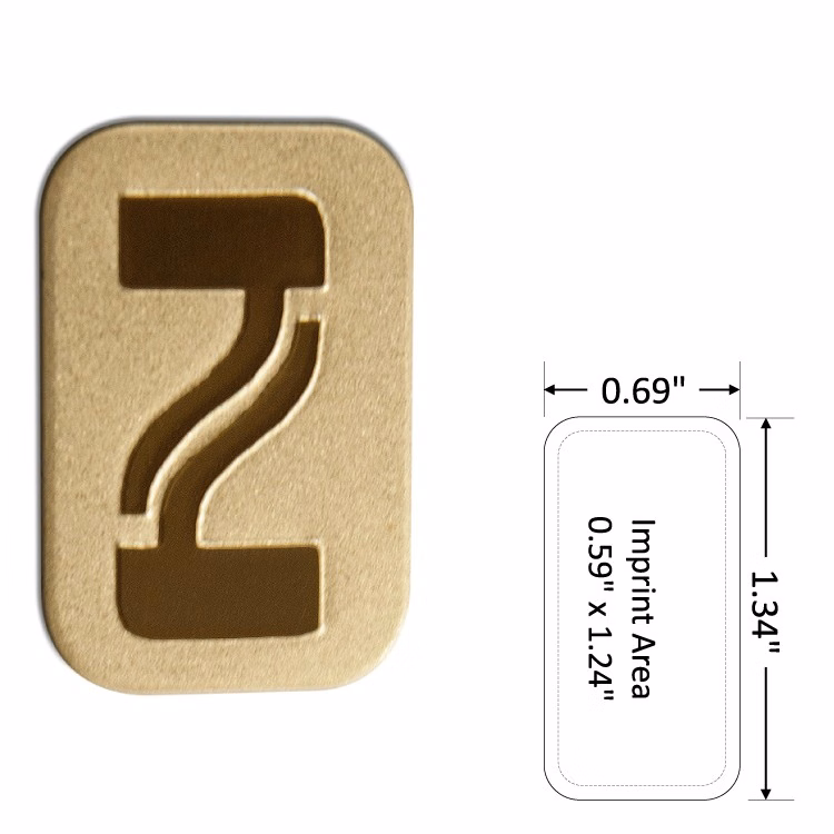 Rectangle 0.69" Polished Brass Etched Lapel Pin - USA Made