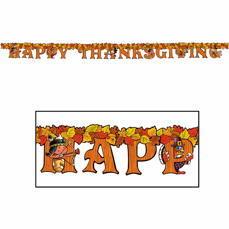 Happy Thanksgiving Streamers - Multicolored 5" x 6'