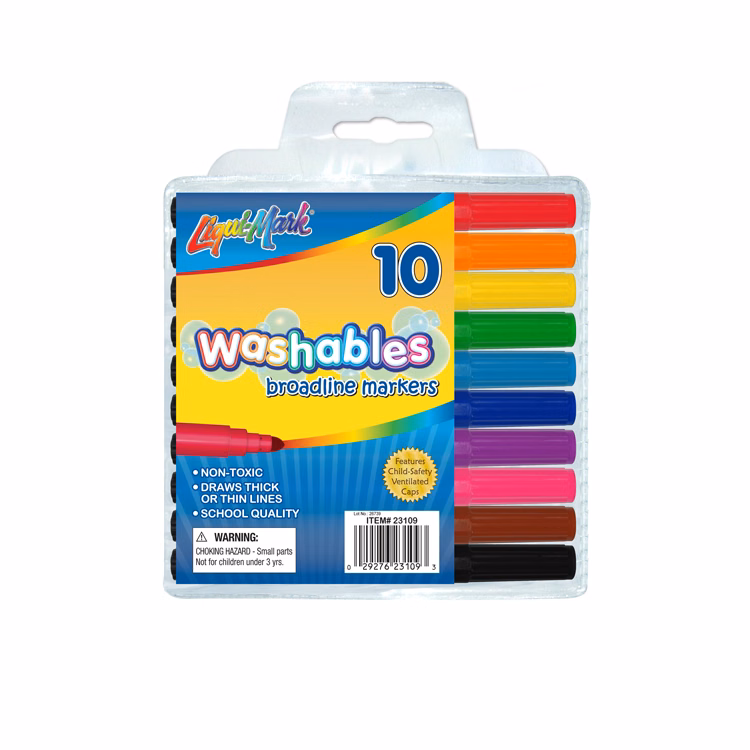 10 Pack Washable Markers - Pouch Set - Assorted Colors