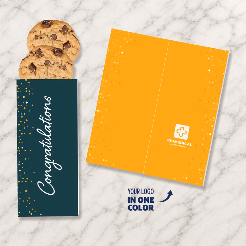 One Color Foil-Stamped Stock Congratulations Sweeter Cards with Chocolate Chip Cookies