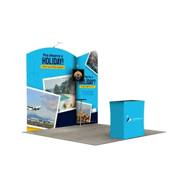 10ft Inline Trade Show Booth – Modular Backwall Display with Counter & Branding Panels 1