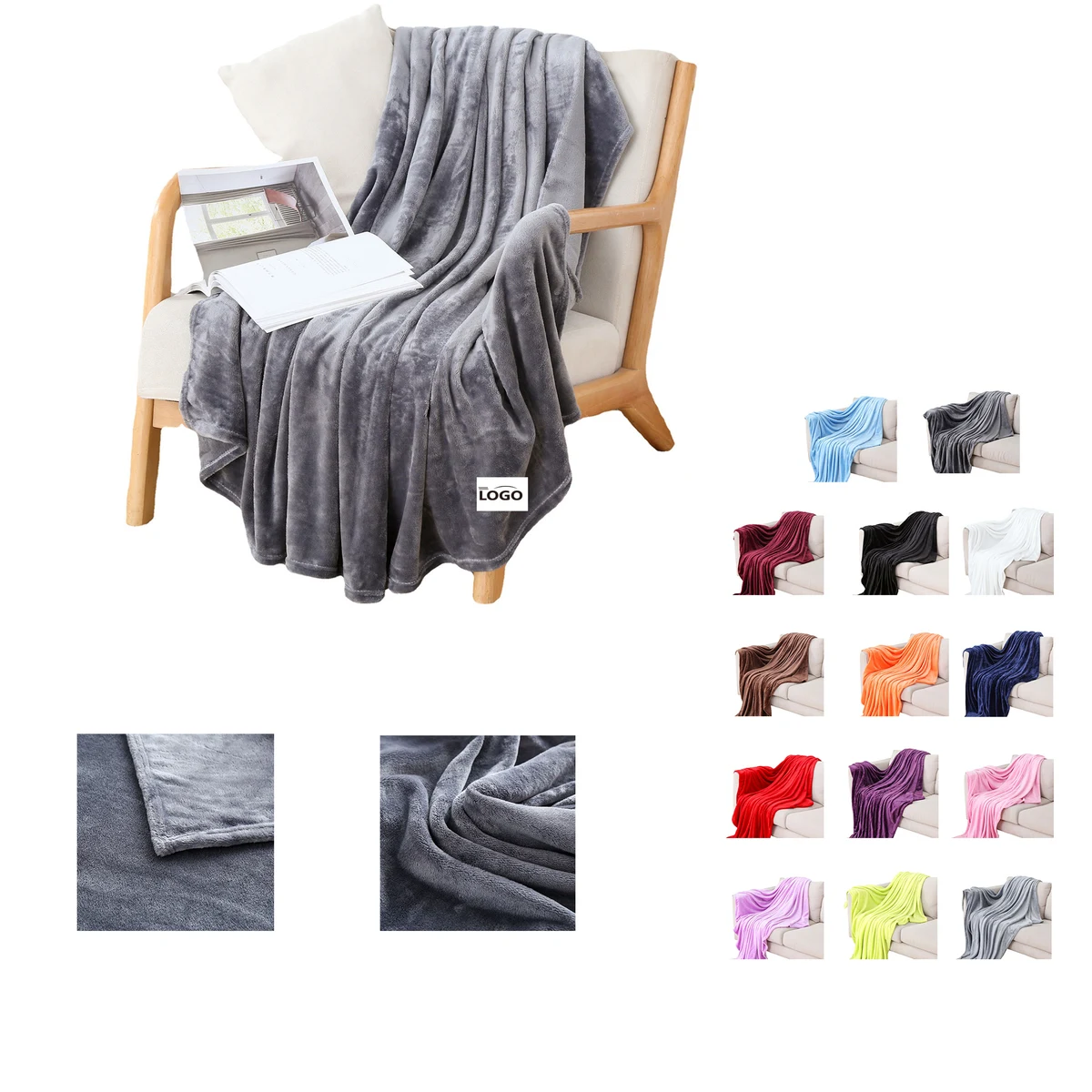 Custom Interweaved Blanket for Sofa Couch Soft Flannel Fleece MOQ50 1