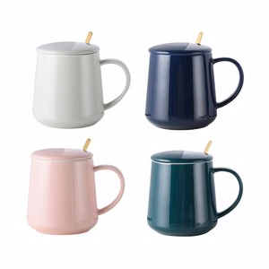 Couple Ceramic Coffee Mug With Solid Color Finish