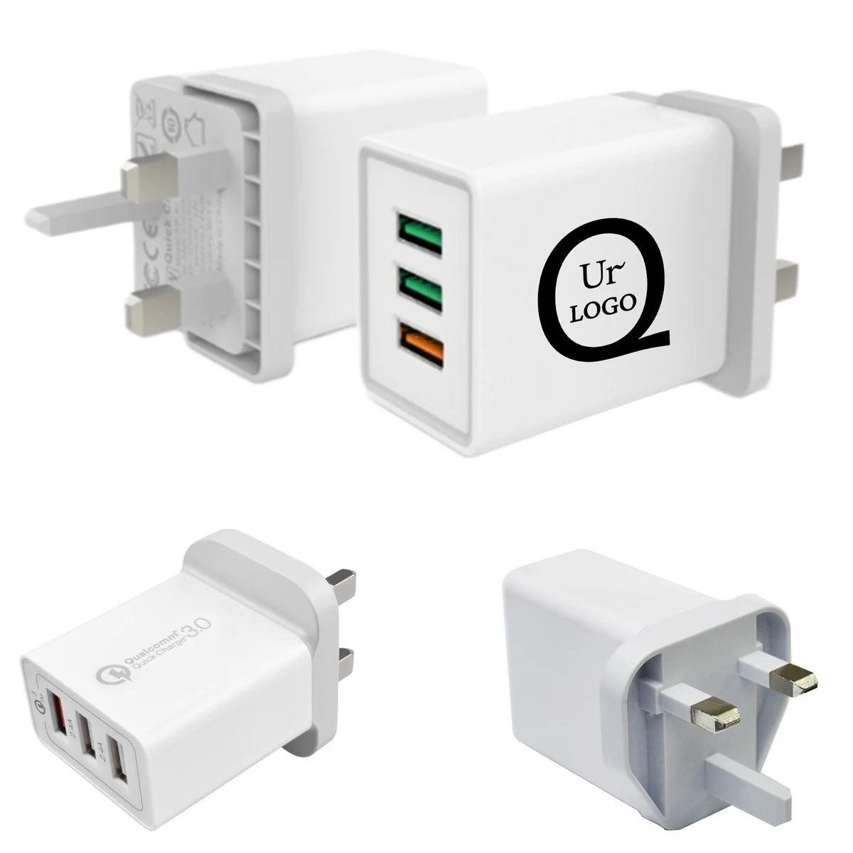 British Standard Three-Port Plug Usb Charger 1