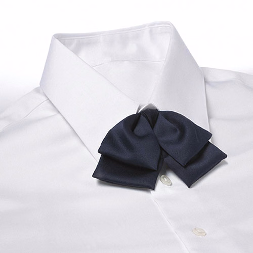 Navy Blue Adjustable Band Polyester Satin Floppy Bow Tie