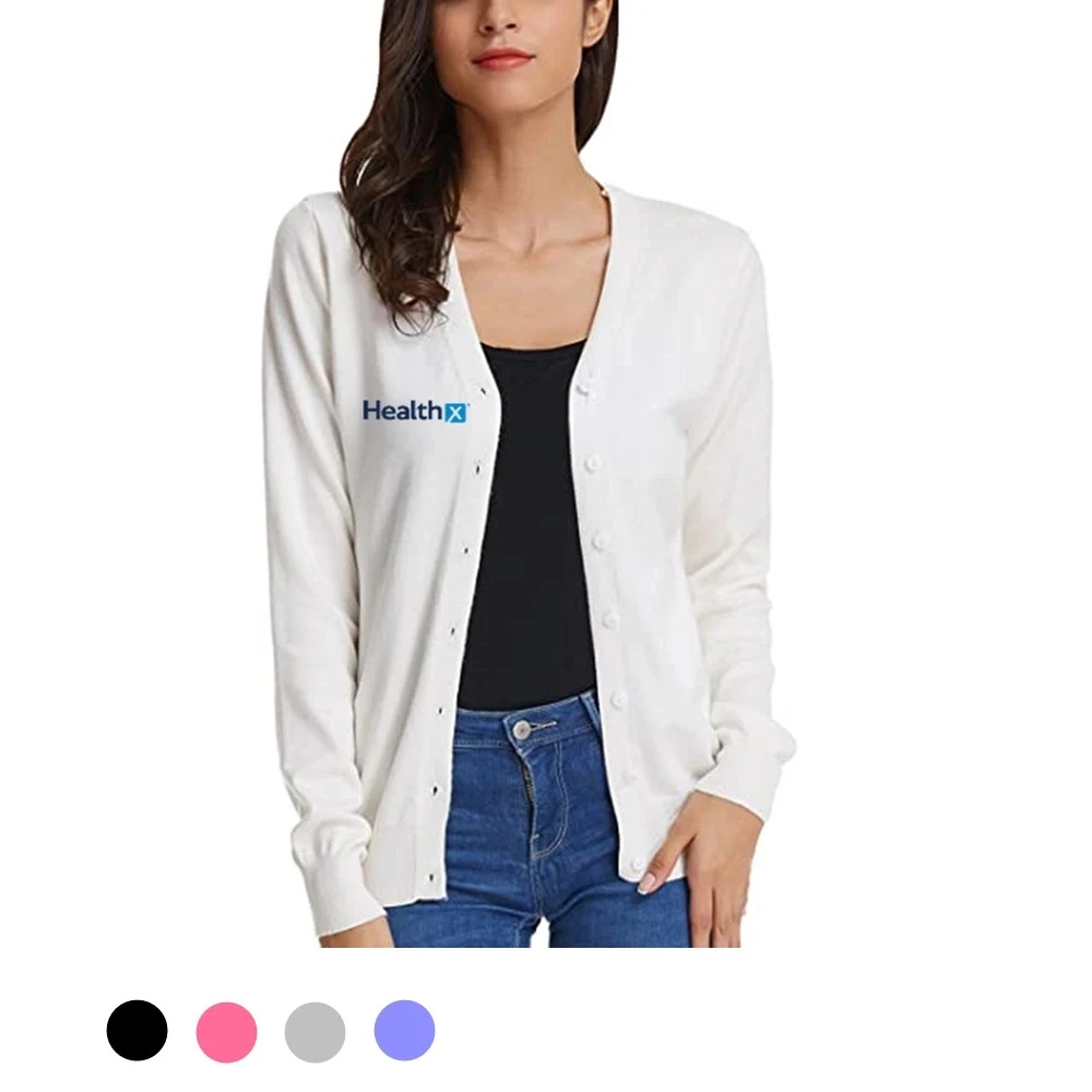 V-Neck Cardigan Sweater, custom hoodie or sweatshirt with logo imprint 1