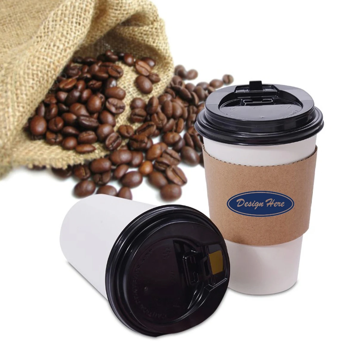 Disposable Kraft Corrugated Cup Sleeve MOQ 1000pcs 1