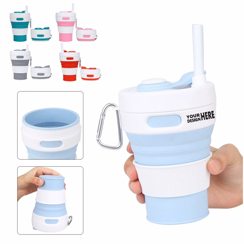 Summer Outdoor Foldable Silicone Straw Water Cup