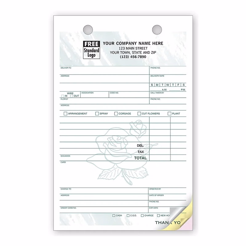 Florist Register Forms, Large, Carbonless