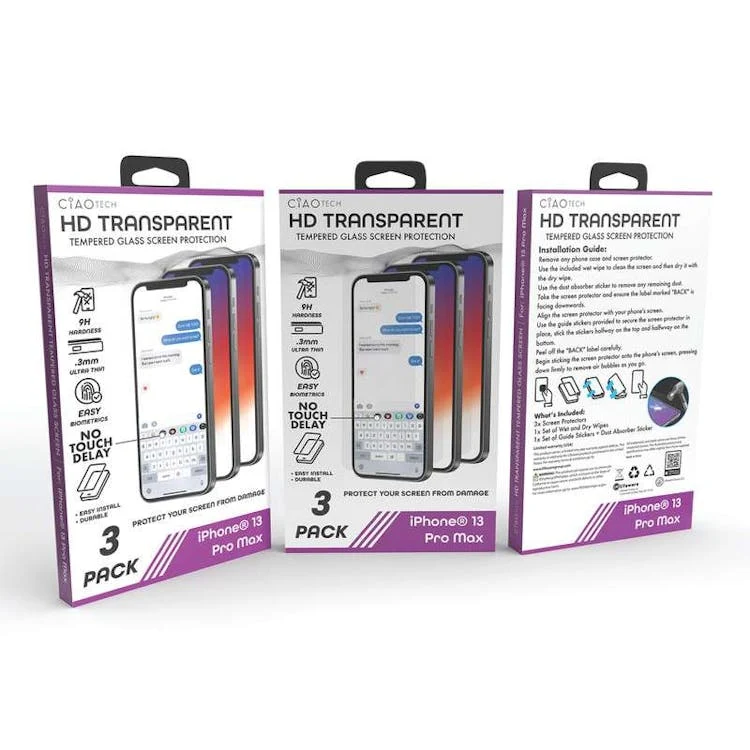 Iphone 13 Pro Max Glass Transparent Screen Protector 3pk 1