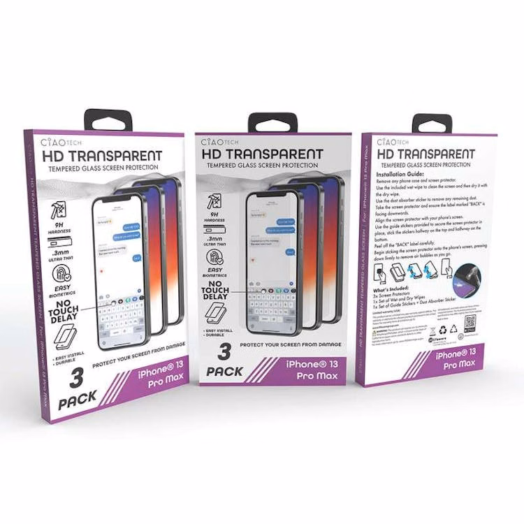 Iphone 13 Pro Max Glass Transparent Screen Protector 3pk