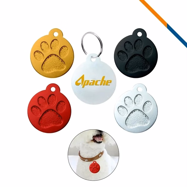Custom Plastic Paw Shaped Pet ID Tags With Secure O Ring — Classic Pet Safety Branding