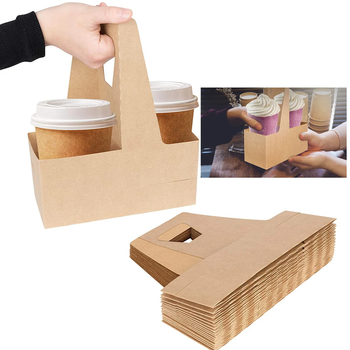 2 Cup Kraft Paperboard Cup Holder 1