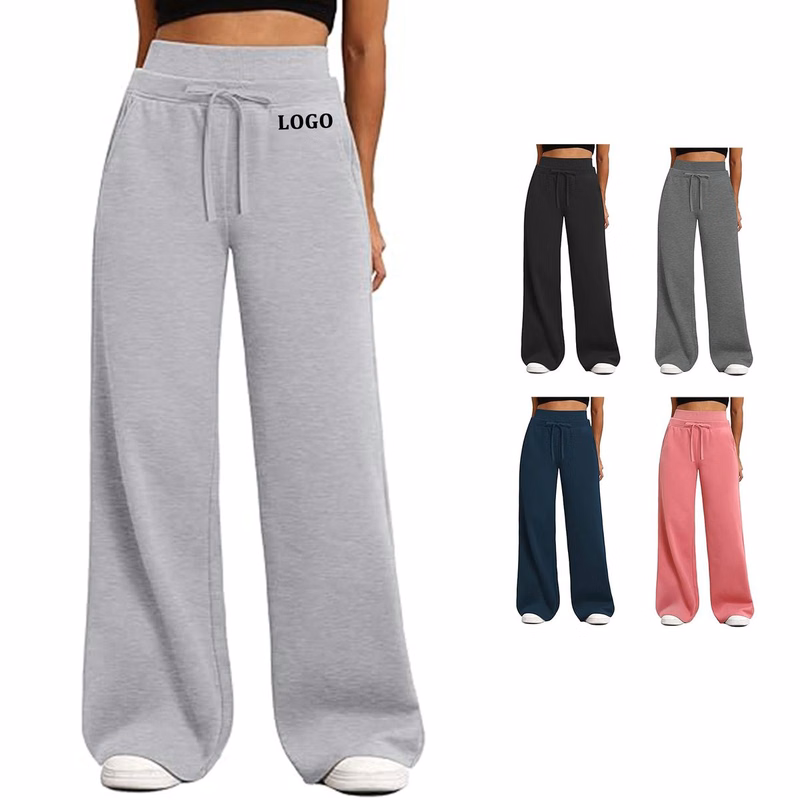 Women Wide Leg Double Waisted Baggy Sweatpants