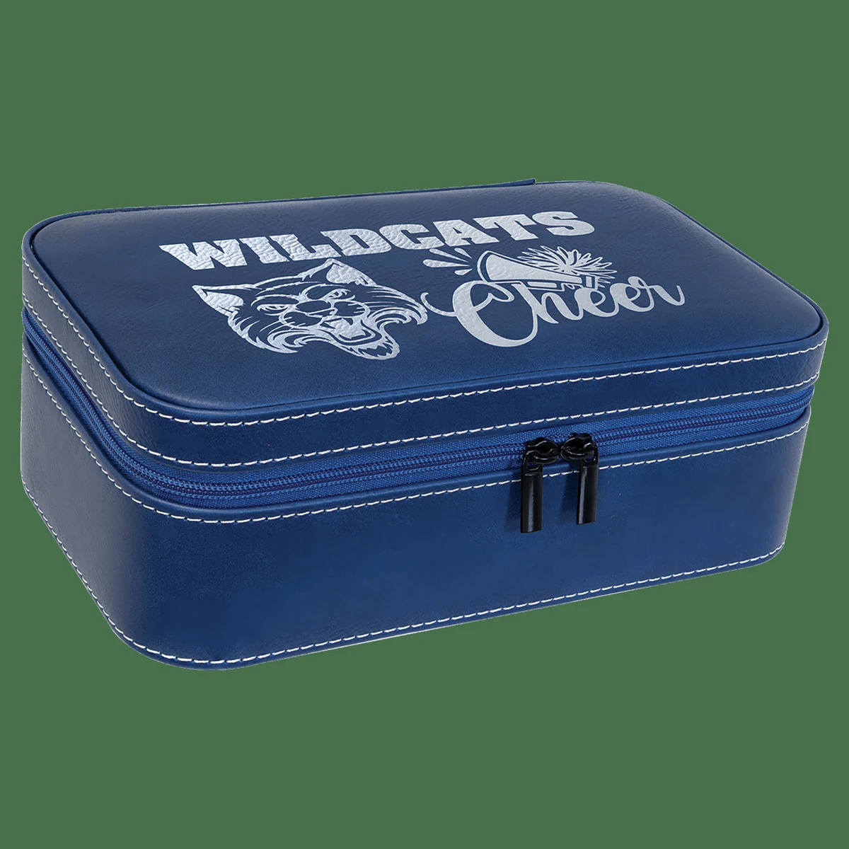 7 1/2" X 4 1/2" Blue/Silver Leatherette Jewelry Box 1
